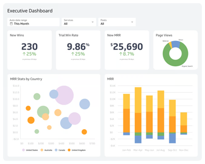 Dashboard mô tả tổng hợp dữ liệu doanh nghiệp